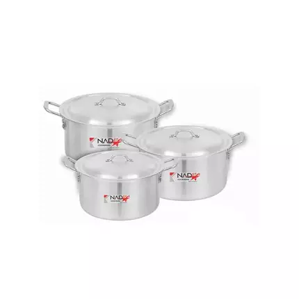 Nadstar8 Cookware Set 3Pcs Set With Lid & Handle Metal Finish Sufuria 1.5L, 2.5L, 4L 0x2