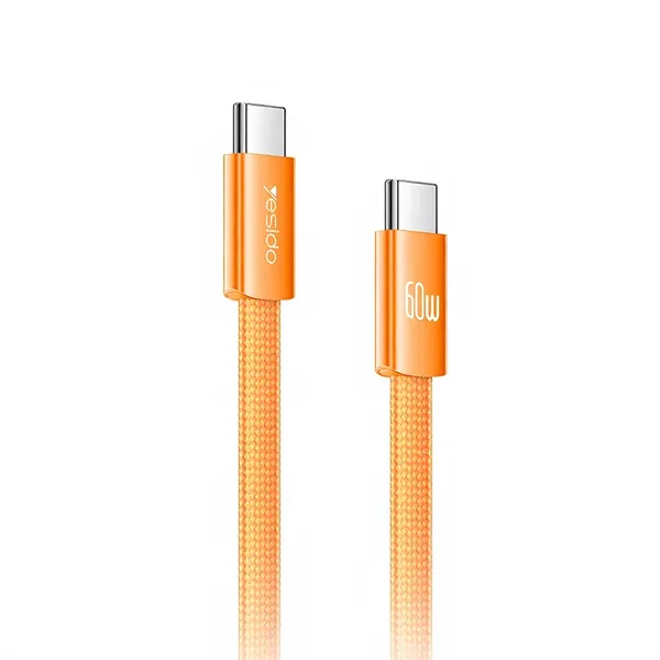 YESIDO CA206 1.2m USB-C Cable, 60W PD Fast Charging Braided Orange