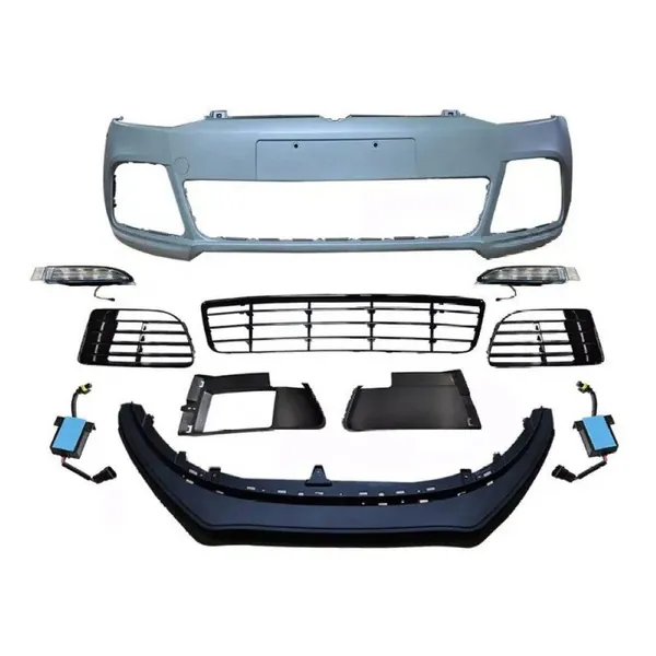 Upgrade Facelift Convert To R Line Style Front Bumper Bodykit Fog Lamp Light Grill Mesh Front CC-7221 Compatible With Vw Volkswagen Polo 2010-2024