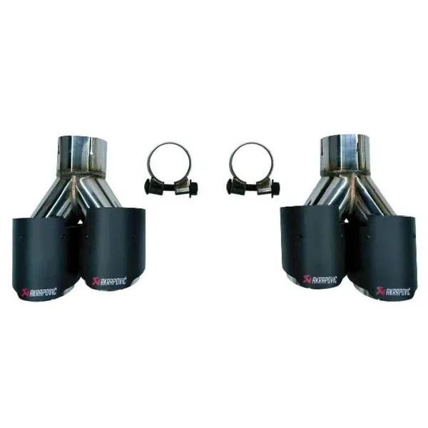 Exhaust Tips Tail Pipe Midpipe Muffler With Clamp Akrapovic Carbon Look F06/f12/f13-012 Cf Gc CC-9317 Compatible With Bmw 6 Series F06 F12 2011-2018