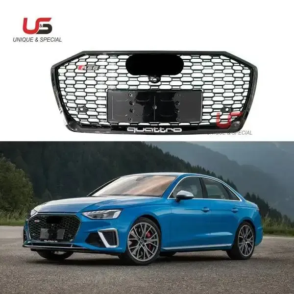 ABS Honeycomb Black Frame Black Mesh RS6 Grille S6 Body Kit Compatible With Audi A6 2016 2017 2018