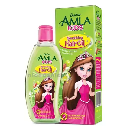 Dabur Amla Hair Oil Kids Natural Goodness of Amla, Olive, and Almond, Promotes Long, Strong, and Healthy Hair 200ml (Pack of 6)