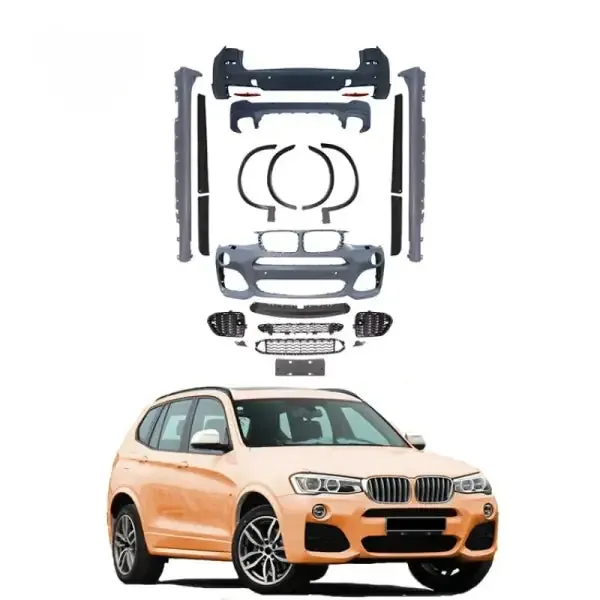 UPGRADED BODYKIT TO X3M F25 M TECH BODY KIT BUMPER SIDE Skirts DIFFUSER WHEEL ARCH Compatible With BMW X3 F25 2014-2017 LCI