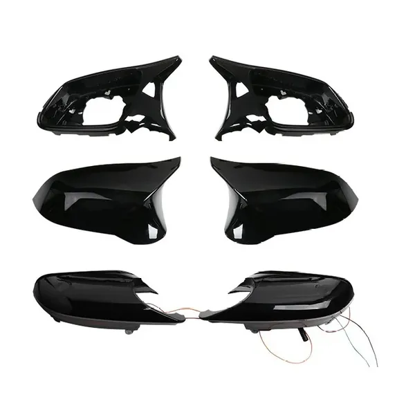 Side Rear View Case Door Wing Cap Shell Housing Mirror Covers Glossy Black With Assembly Led CC-5957 Compatible With BMW 1 2 3 4 Series F20 F22 F30 F34 GT 12-18 F32 F87 M2 M3 M4 M5 M6