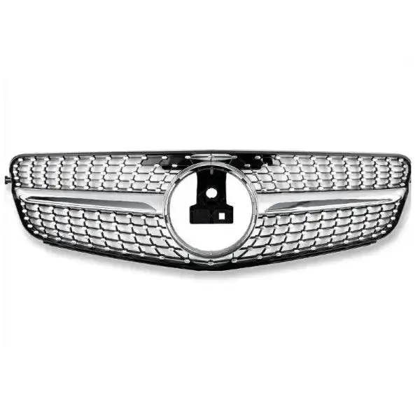 Front Bumper Show Grill Diamond Silver CC-1711 Compatible With Mercedes Benz C Class W204 2007-2014