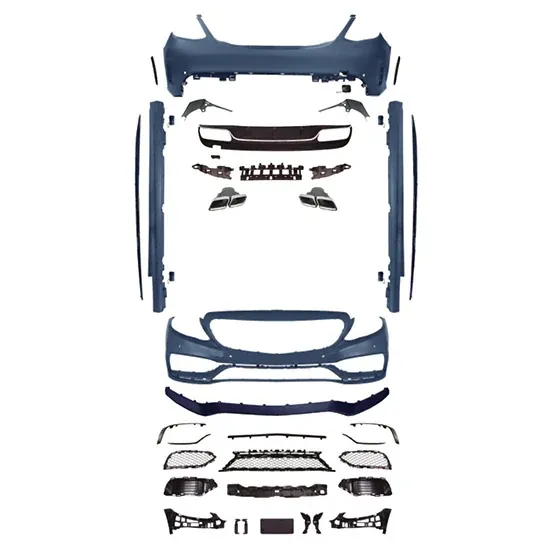 Front Rear Bumper Side Skirt Diffuser Exhaust Tip Upgrade Convert To Amg Amg C63 Bumper Bodykit GC W205-037 CC-9541 Compatible With Mercedes Benz C Class W205 2015-2021