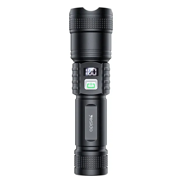 YESIDO TC11 Telescopic Zoomable Flashlight LED White Laser 3 Modes Rechargeable Torch with Digital Display