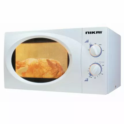 Nikai Microwave 23L 800W Solo Manual 6 Level 30min Timer Timer, Defrost Option Glass Tray Countertop Microwave NMO2309MW