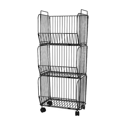 Nadstar1 Storage Rack Stainless Steel 3 Layers with Wheels Kitchen Standing Storage Rack HP22-029H