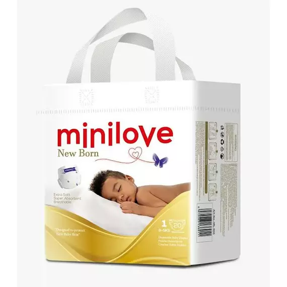 Minilove New Born Extra Soft Disposable Baby Diapers Size 1 (0-5kg) (Pack of 200pcs)