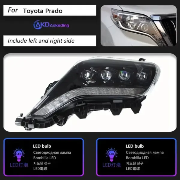 LED Headlight LED DRL Hid Option Head Lamp Angel Eye Bi Xenon Beam Compatible With Toyota Prado LC150 2013-2017