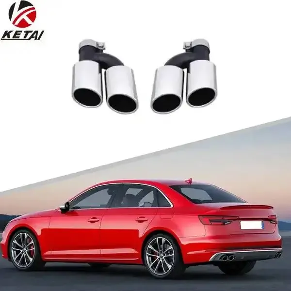 Stainless Steel Silver S4 Style Tail Pipe Compatible With AUDI A4 2016-2019