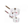 Nadstar8 Saucepan 3Pcs Set With Lid Smooth Wooden Handle 16-20 0x2