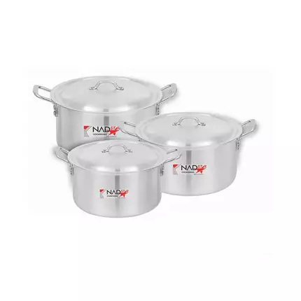 Nadstar8 Cookware Set 3Pcs Set With Lid & Handle Metal Finish Sufuria 2.5L, 4L, 5L 1x3