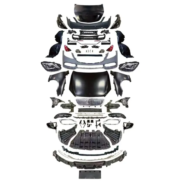 Maybach Upgrade Facelift Conversion Bodykit Bumper Hood Headlight Taillight CC-8545 Compatible With Mercedes Benz S Class W221 2006-2014 To W222 Lci