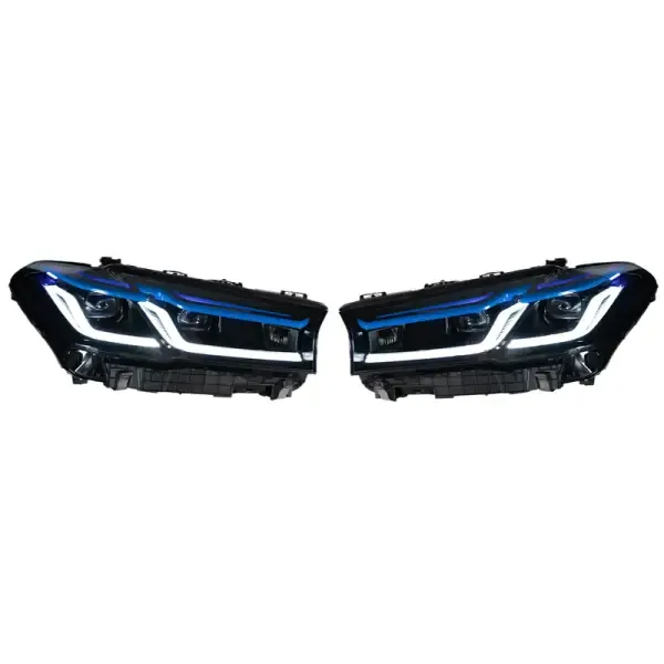Front Upgraded Head Light Lamp Xenon Headlight Retrofit Upgrade Modified Led Drl Hid Laser Style Blue CC-5768 Compatible With Bmw 5 Series G30 G38 2017-2021