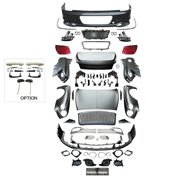 Upgrade Facelift Conver To 2020 Flying Spur Gt Bodykit Bumper Headlight Taillight Fender Hood Trunk Front Lip Grill CC-9825 Compatible With Bentley Flying Spur 2005-2019