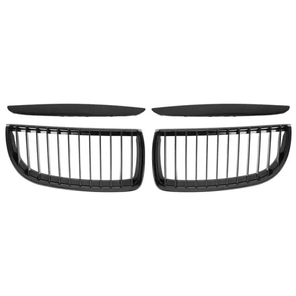 Front Bumper Show M3 Sports Grill Glossy Black Single Bar CC-3072 Compatible With BMW 3 Series E90 2005-2007 Pre LCI