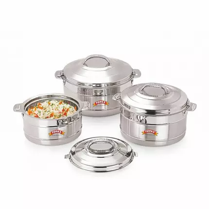 Topaz Hotpot Twinkle 3pcs Casserole Insulated Food Warmer With Steel Handle T6000/8000/12000