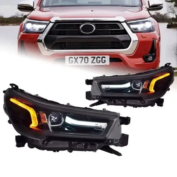 LED Headlight DRL Hid Head lamp light Angel Eye Bi Xenon Compatible With Toyota Hilux 2021-2023 New Revo
