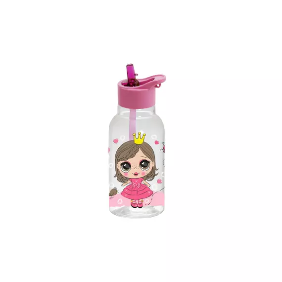 Herevin Decorated Water Bottle-PC 460ml with Straw Princess 161807-390