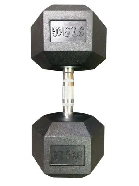 Rubber Hexagon Dumbbells - 37.5kg (SINGLES)