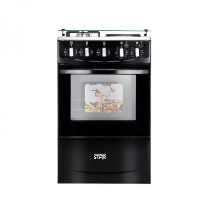 Winning Star Freestanding Cooker 2 Gas Burners, 2 Electric Burners with 52L Oven Black