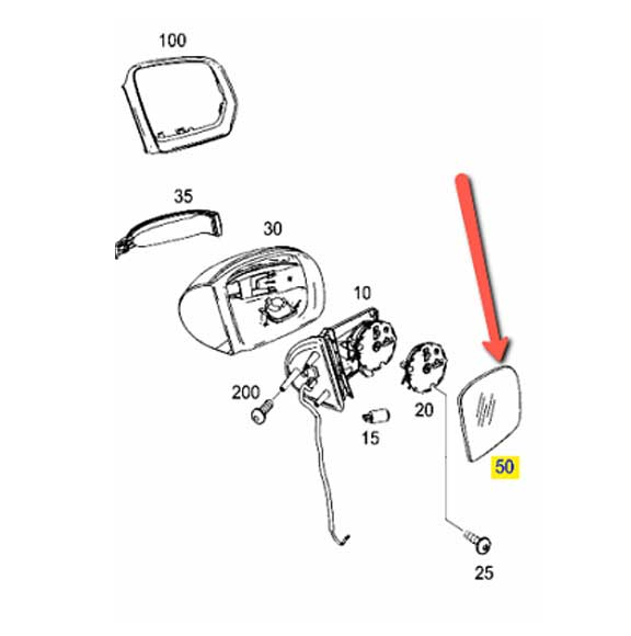Mercedes Benz Genuine MIRROR GLASS 1648105419