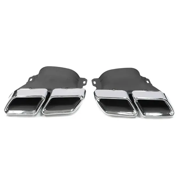 Rear Bumper Upgrade Convert To Amg Amg C63 Exhaust Tip Pipe Dual Chrome Silver Classic Style Gc W205-026 CC-9539 Compatible With Mercedes Benz C Class W205 C205 Coupe 2015-2021