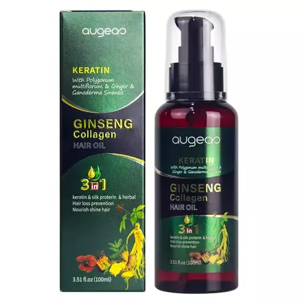 Augeas Hair Care Treatment Herbal Keratin Ginger Collagen Essential Serum Nourishing Hair Oil 100ml