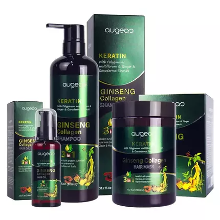 Augeas Collagen Herbal Natural Anti Dandruff Control Hair Oil Shampoo Mask Care Set