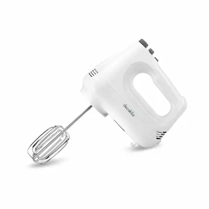Decakila Hand Mixer 200W 6 Speed With Turbo White Steel Beaters & Hook With Speed Control Knead or Beat & Mix KEMX001W