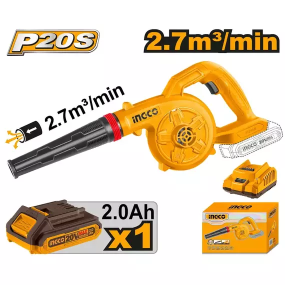 Ingco Lithium-Ion Cordless Blower, Packed by Color Box CABLI200281