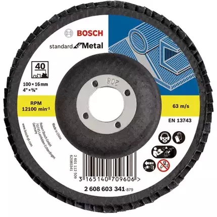 Bosch Metal Grinding Disc 180 mm 80 Grit Aluminum Oxide Flap Disc, 2608603355 (Pack of 10Pcs)