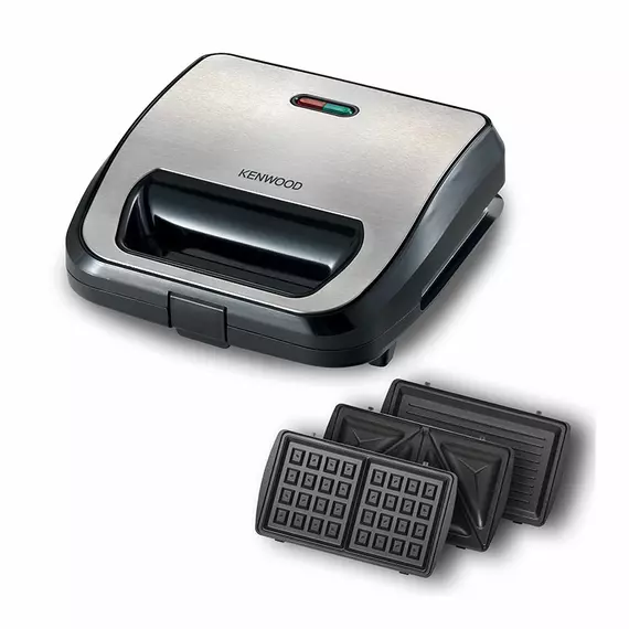 Kenwood Sandwich Maker 3 In 1 Sandwich, Grill/Griddle, Waffle, 3 Sets of Non Stick Multifunctional Plates for Grilling, Toasted Sandwiches and Waffles SMM02.000SI