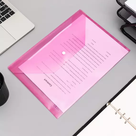 Deli Office Folder File A4 Pink EF10442 (Pack of 3)