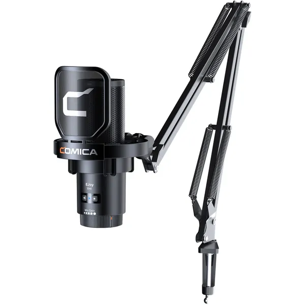 Comica Audio EJoy Uni A RGB Cardioid Condenser USB-C Microphone with Boom Arm (Black)