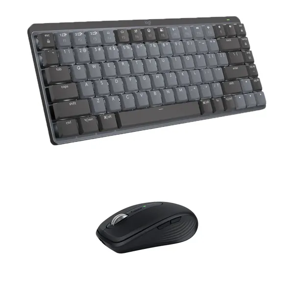 Logitech MX Wireless Mechanical Mini Keyboard and Anywhere 3S Mouse Kit (Tactile, Grey/Black)