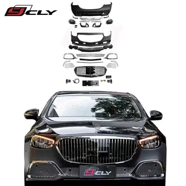 Body Kit Front+Rear Bumper Assembly with Grille Compatible With Mercedes Benz E Class W213 2016-2019
