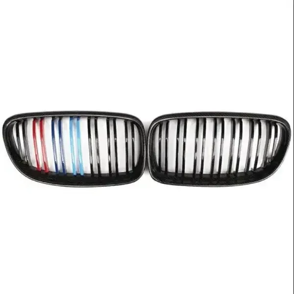 Front Bumper Grill Carbon Fiber Look Tri Color CC-1536 Compatible With Bmw 3 Series E90 2008-2012