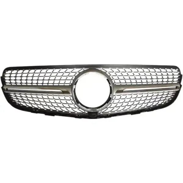 Front Bumper Panamericana Grill W253 Grill Diamond Silver CC-1767 With Camera Hole Compatible With Mercedes Glc W253 X256 2015-2019