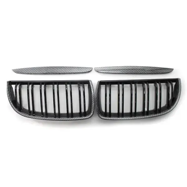 Front Bumper Show M3 Sport Grill Carbon Fiber Look CC-3075 Compatible With BMW 3 Series E90 2005-2007 Pre LCI