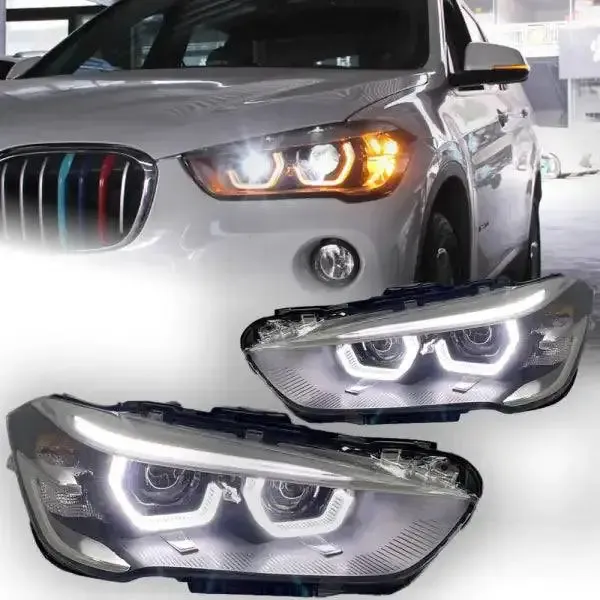 LED Headlight Projector Lens DRL Angel Eye Compatible With BMW X1 F48 2017-2020
