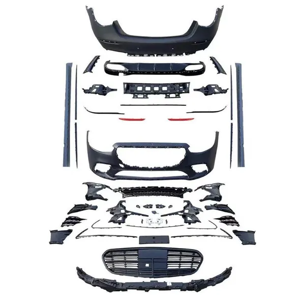 Car Upgrade To S450 Amg Bumper Bodykit Front After Lip Diffuser Exhaust Tips Fog Gril Cover Grill CC-8918 Compatible With Mercedes Benz S Class W223 2021-2025