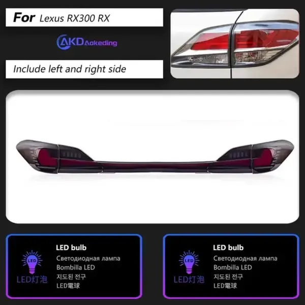 LED Tail Light Rear Fog Brake Turn Signal Compatible With Lexus RX300 RX270 RX350 2009-2015