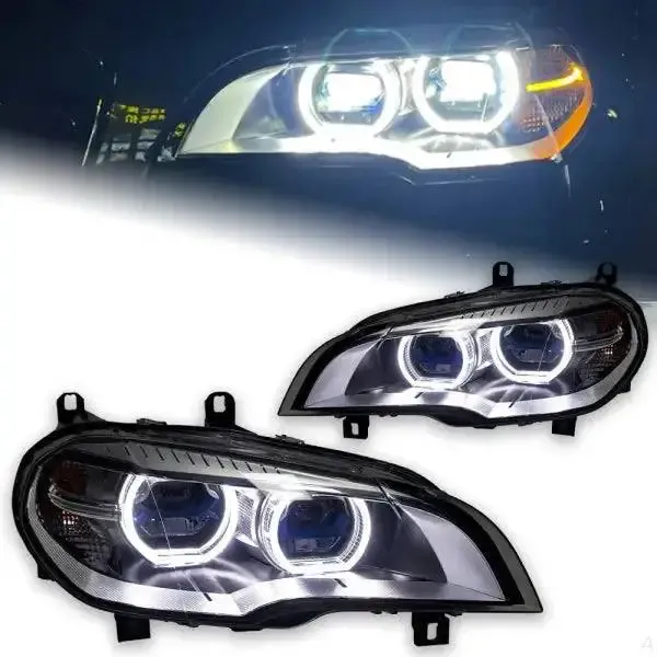 LED Laser Style DRL Signal Lamp Light Hid Automotive Head Lamp Light Compatible With BMW X5 2007-2013 E70