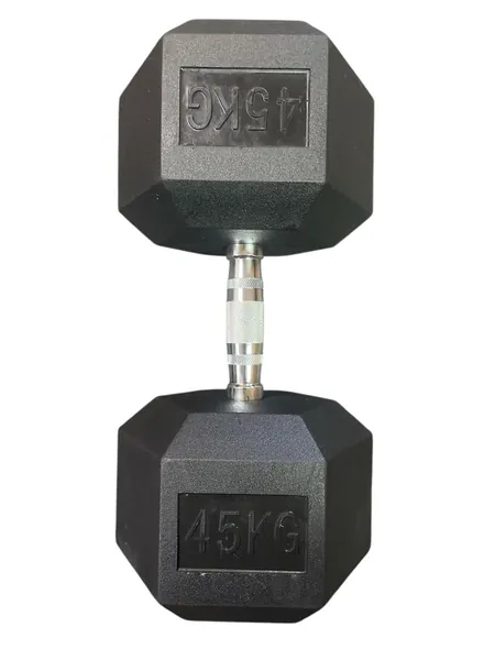 i-Fitness Single Rubber Hexagon Dumbbells - 45kg