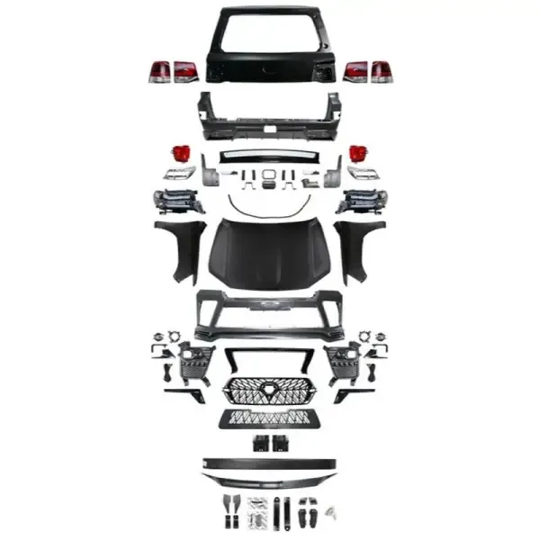 Upgrade Facelift Convert To 2016 Body Kit Side Skirts Splitter Spoiler Front Lip Diffuser Headlight Taillight Hood E Style CC-5475 Compatible With Toyota Land Cruiser Lc200 2008-2015