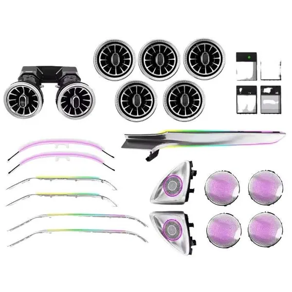 Ambient Ambiance Led Light Vents Speaker Decorative Interior Kit 64 Colors Atmosphere Lamp Kits Rhd Car 7 In 1 CC-8539 Compatible With Mercedes Glc W253 X253 2015-2022
