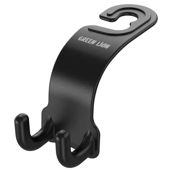 Green Lion Car Headrest Dual Hook Organizer - Black